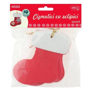 Art & Craft si Artizanat - Accesorii craft - ad222 cizmulici cu sclipici spuma  6 buc