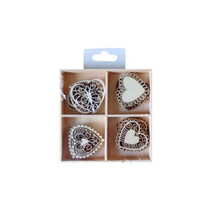 Art & Craft si Artizanat - Accesorii craft - ad338 inimi lemnoase daco 3 buc