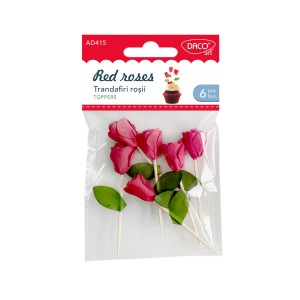 Art & Craft si Artizanat - Accesorii craft - ad415 trandafiri rosii daco 3 buc