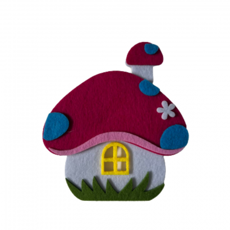 Art & Craft si Artizanat - Accesorii craft din pasla, fetru tare, Casuta Roz - Micostore.ro