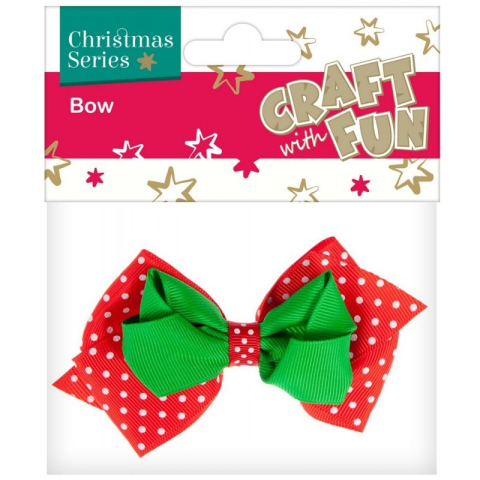 Art & Craft si Artizanat - Accesorii craft - fundita cu buline, textil, rosu, verde, Craft with Fun, 383971
