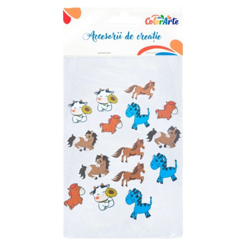 Art & Craft si Artizanat - Accesorii creatie - animale diverse fetru, autoadezive, set 30 buc, Colorarte, MTCR-EA094