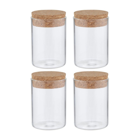 Art & Craft si Artizanat - Accesorii creatie - borcan sticla, 5x3cm, cu capac pluta, Colorarte, set 4 buc