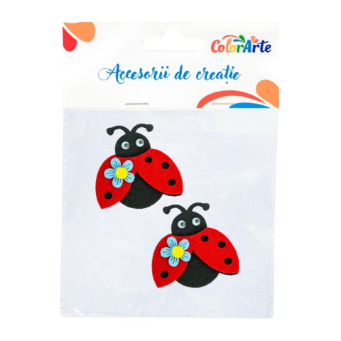 Art & Craft si Artizanat - Accesorii creatie - buburuza fetru, set 2 buc, 6x6.5cm, Colorarte, MTCR-EA238