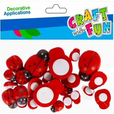 Art & Craft si Artizanat - Accesorii creatie - buburuze plastic, diverse dimensiuni, set 28 buc, Craft with Fun, 501442
