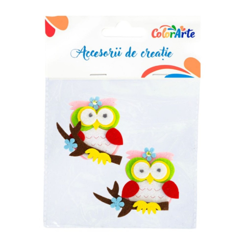 Art & Craft si Artizanat - Accesorii creatie - bufnita fetru, set 2 buc, 6x6cm, Colorarte, MTCR-EA230