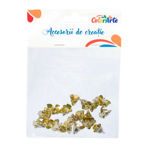 Art & Craft si Artizanat - Accesorii creatie - clopotei metal, aurii, 15mm, set 20 buc, Colorarte MTCR-BD167