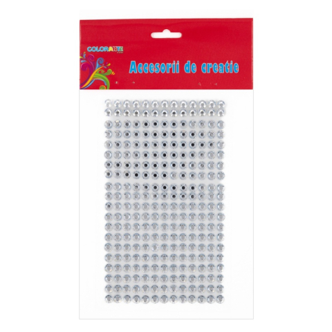 Art & Craft si Artizanat - Accesorii creatie - diamante plastic argintii, 5mm, autoadezive, blister 260 buc, Colorarte, MY38