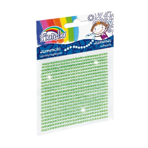 Art & Craft si Artizanat - Accesorii creatie - diamante plastic, verde, 2mm, autoadezive, blister 594 buc, Fiorello, GR-DS01 / 170-2397