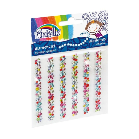Art & Craft si Artizanat - Accesorii creatie - diamante sirag plastic, diverse culori, 9cm, autoadezive, flori, blister 6 buc, Fiorello, GR-DS08 / 170-2404