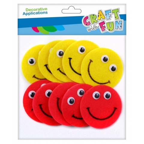 Art & Craft si Artizanat - Accesorii creatie - emoji fetru, set 10 buc, Craft with Fun, 463451