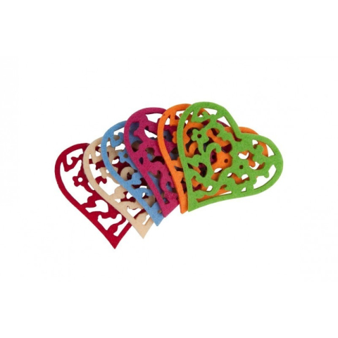 Art & Craft si Artizanat - Accesorii creatie - inima fetru, set 6 buc, Colorarte