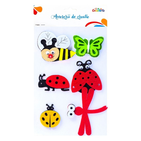Art & Craft si Artizanat - Accesorii creatie - insecte fetru, autoadezive, 18x11cm, Colorarte, MTCR-EA335