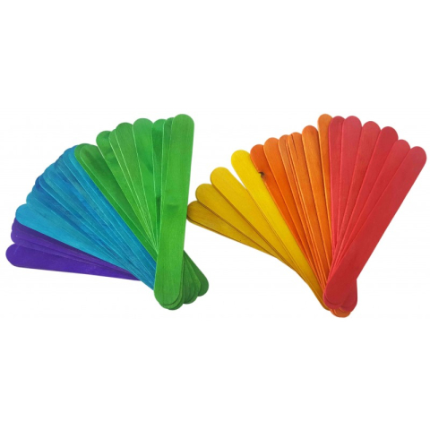 Art & Craft si Artizanat - Accesorii creatie - lemn - betisoare late, diverse culori, 2x14.5cm, set 50 buc, Colorarte