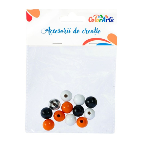 Art & Craft si Artizanat - Accesorii creatie - lemn - bile colorate, 1.6cm, set 12 buc, Colorarte MTCR-WDC1180