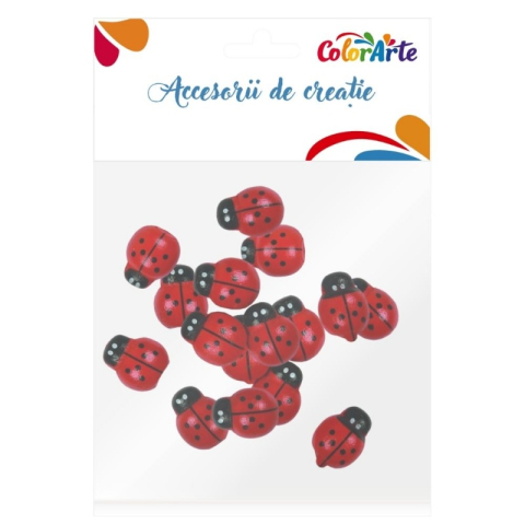 Art & Craft si Artizanat - Accesorii creatie - lemn - buburuza, colorat, 2x1.4cm, set 20 buc, Colorarte