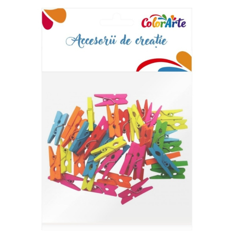 Pescuit si vanatoare - Accesorii creatie - lemn - carlig, colorat, 2.5cm, set 40 buc, Colorarte