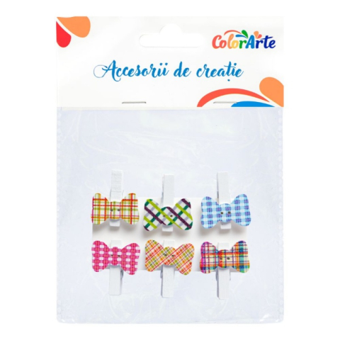 Pescuit si vanatoare - Accesorii creatie - lemn - carlig colorat papion, 10x8cm, set 6 buc, Colorarte MTCR-WDC151