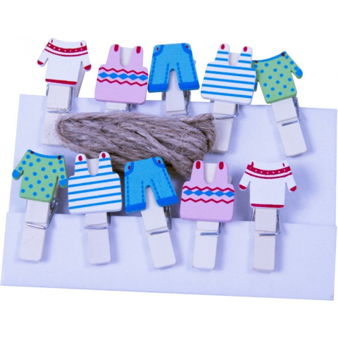 Art & Craft si Artizanat - Accesorii creatie - lemn - carlig hainute, natur, 3.5cm, set 10 buc, Colorarte