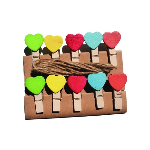 Accesorii Craft - Accesorii creatie - lemn - carlig inimioare, set 10 buc, Colorarte