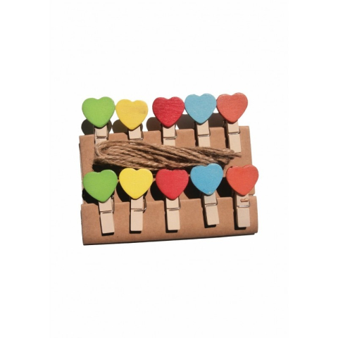 Accesorii creatie - lemn - carlig inimioare, set 10 buc, Colorarte [1]