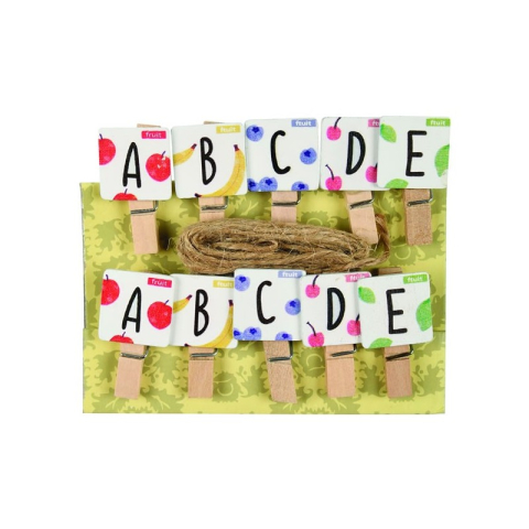 Art & Craft si Artizanat - Accesorii creatie - lemn - carlig litere, natur, set 10 buc, Colorarte