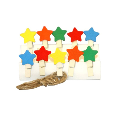 Art & Craft si Artizanat - Accesorii creatie - lemn - carlig stelute, set 10 buc, Colorarte