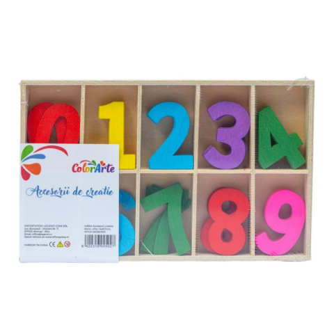Art & Craft si Artizanat - Accesorii creatie - lemn - cifre, 3cm, Colorarte MTCR-WDBOX01