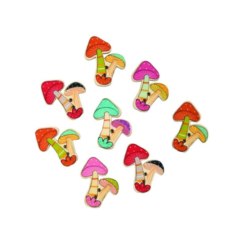 Accesorii Craft - Accesorii creatie - lemn - ciuperci povesti, set 10-12 buc, Colorarte
