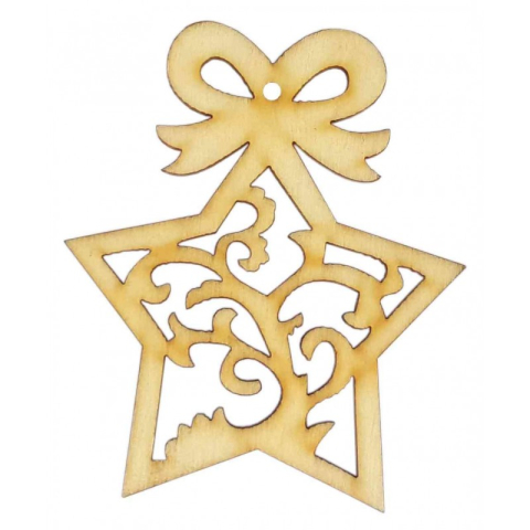 Accesorii creatie - lemn decupat - stea cu lumanare, set 6 buc, Colorarte, FS-MF [1]