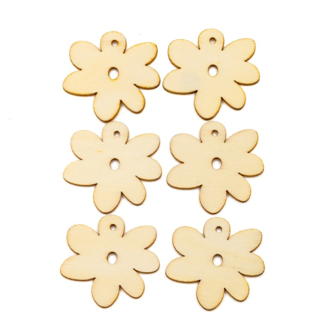 Accesorii Craft - Accesorii creatie - lemn - floare, set 6 buc, Colorarte