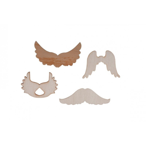 Art & Craft si Artizanat - Accesorii creatie - lemn - mixt aripi + mustati + coarne, set 20 buc, Colorarte