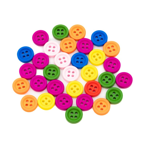 Art & Craft si Artizanat - Accesorii creatie - lemn - nasturi, 12mm, diverse culori, set 32 buc, Colorarte
