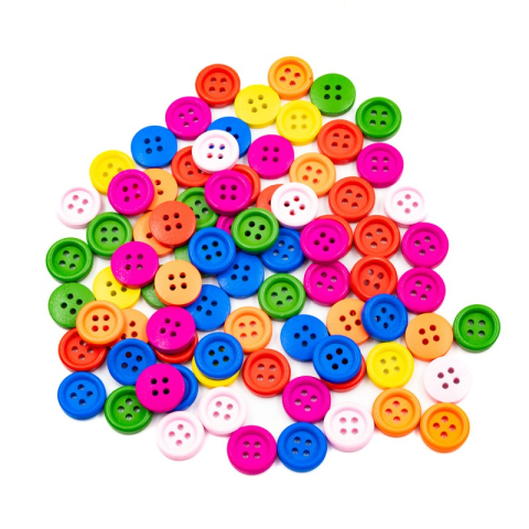Art & Craft si Artizanat - Accesorii creatie - lemn - nasturi, 15mm, diverse culori, set 80 buc, Colorarte