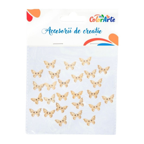 Art & Craft si Artizanat - Accesorii creatie - lemn - nasturi, 17x23mm, fluturi, set 25 buc, Colorarte MTCR-WDY014