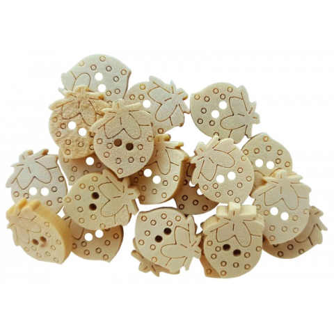 Art & Craft si Artizanat - Accesorii creatie - lemn - nasturi capsuna, natur, set 20 buc, Colorarte