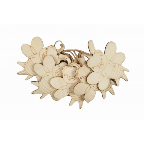 Art & Craft si Artizanat - Accesorii creatie - lemn pirogravura - albina, 7x7cm, set 5 buc, Colorarte