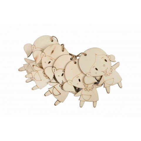 Accesorii Craft - Accesorii creatie - lemn pirogravura - fetita, 7x7cm, set 5 buc, Colorarte