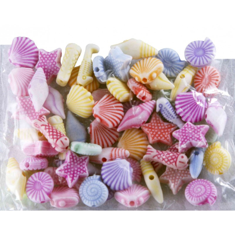 Art & Craft si Artizanat - Accesorii creatie - margele fructe de mare plastic, set 60 buc, Colorarte