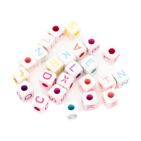 Art & Craft si Artizanat - Accesorii creatie - margele zaruri plastic, model litere diverse culori, VRAC, set 1000 buc, Colorarte