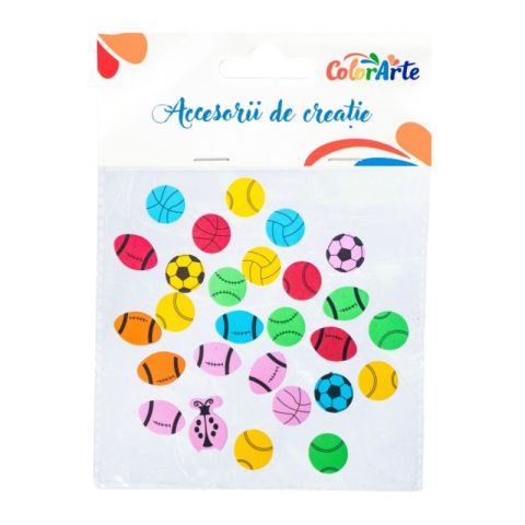 Art & Craft si Artizanat - Accesorii creatie - mingi diverse fetru, autoadezive, 3.2cm, set 25 buc, Colorarte, MTCR-EA090