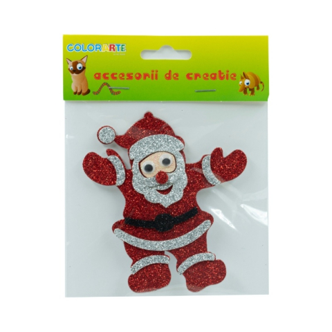 Accesorii Craft - Accesorii creatie - Mos Craciun, sticker gumat cu sclipici, 12cm, Colorarte