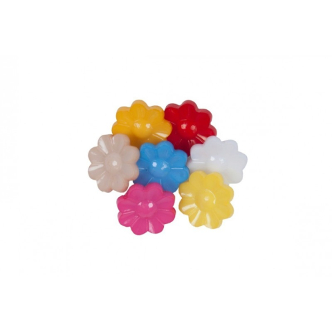 Art & Craft si Artizanat - Accesorii creatie - nasturi floare plastic, diverse culori, 15mm, set 18 buc, Colorarte