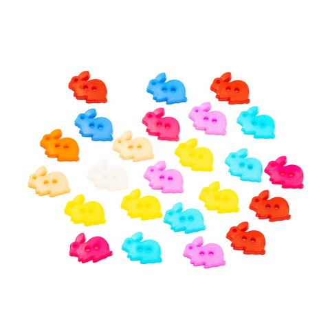 Art & Craft si Artizanat - Accesorii creatie - nasturi iepuri plastic, diverse culori, 18mm, set 24 buc, Colorarte