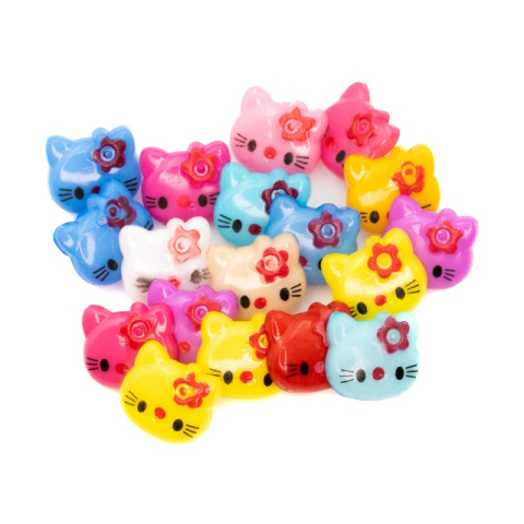 Art & Craft si Artizanat - Accesorii creatie - nasturi pisici plastic, diverse culori, 15mm, VRAC, set 1000 buc, Colorarte