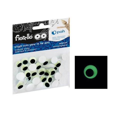 Art & Craft si Artizanat - Accesorii creatie - ochi mari plastic, negru, 12mm, fosforescenti, set 50 buc, Fiorello, GR-KE50-12F / 170-2560