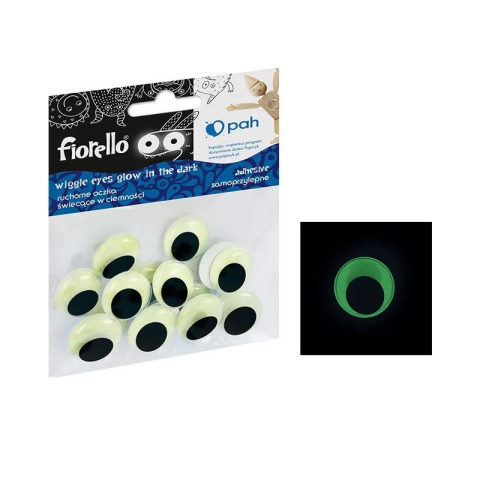 Art & Craft si Artizanat - Accesorii creatie - ochi mari plastic, negru, 20mm, fosforescenti, set 15 buc, Fiorello, GR-KE15-20F / 170-2563