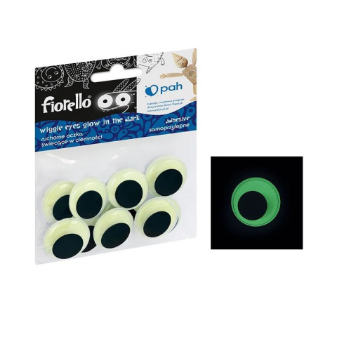 Art & Craft si Artizanat - Accesorii creatie - ochi mari plastic, negru, 25mm, fosforescenti, set 10 buc, Fiorello, GR-KE10-25F / 170-2562