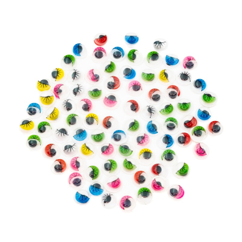 Art & Craft si Artizanat - Accesorii creatie - ochisori plastic mici cu gene, diverse culori, 6mm, set 100 buc, Colorarte