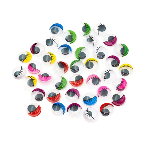Art & Craft si Artizanat - Accesorii creatie - ochisori plastic mici cu gene, diverse culori, 8mm, VRAC, set 10000 buc, Colorarte